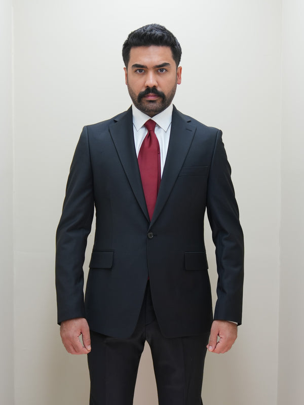 1-Knopf-Anzug in Schwarz