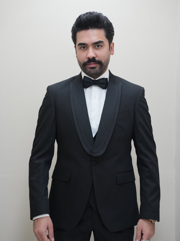 Herren Smoking Schwarz Anzug 3 Teilig